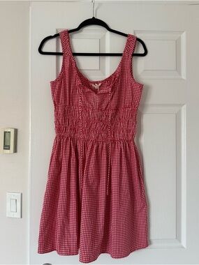 SIM & SAM Red Gingham Smocked Dress
